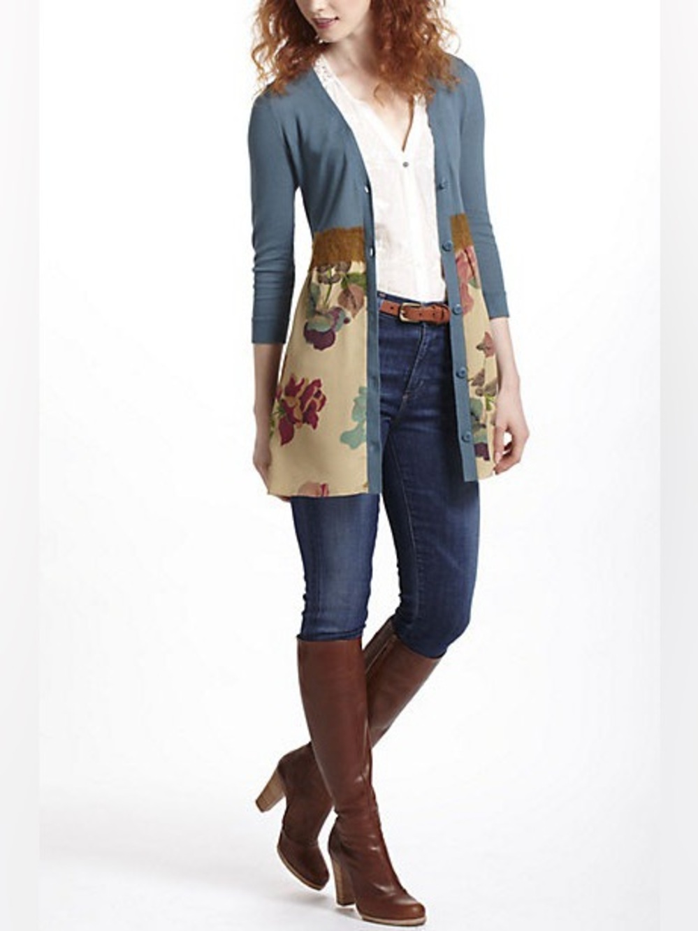 Anthropologie / Knitted & Knotted | Mixed Media Tunic Cardigan, M - Picture 2 of 8